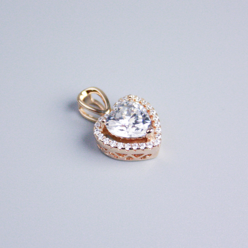 Xuping Pendant 18K Gold-Plated Heart with White Rhinestones and Crystal, diameter 12x13mm+