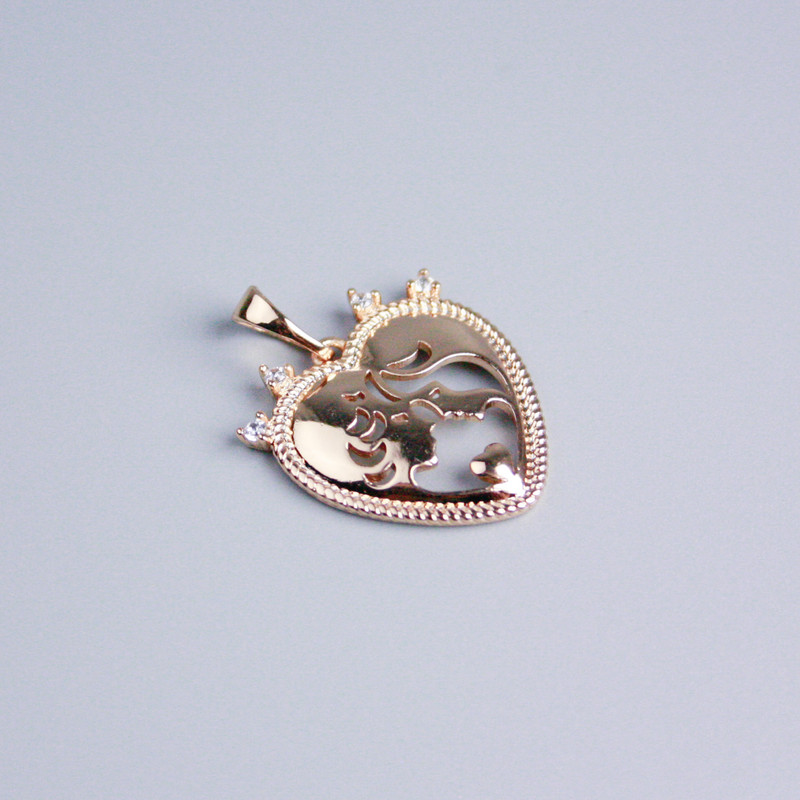 Xuping Pendant 18K Gold-Plated Heart with White Rhinestones, diameter 18x19mm+