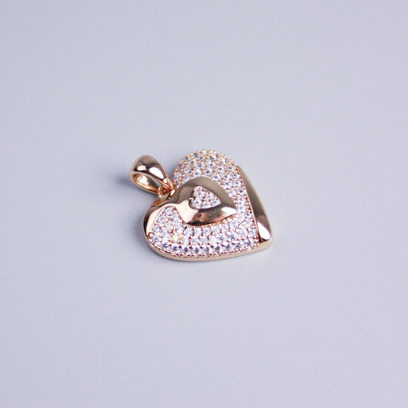 Xuping Pendant 18K Gold-Plated Heart with White Rhinestones, diameter 15x17mm+