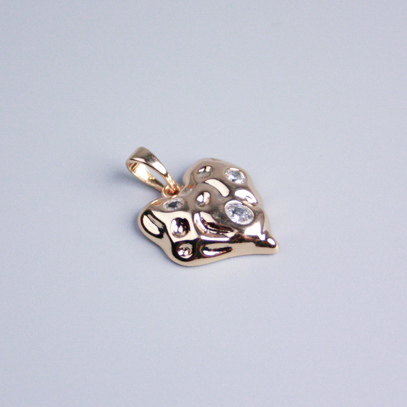 Xuping Pendant 18K Gold-Plated Heart with White Crystals, diameter 16x18mm+