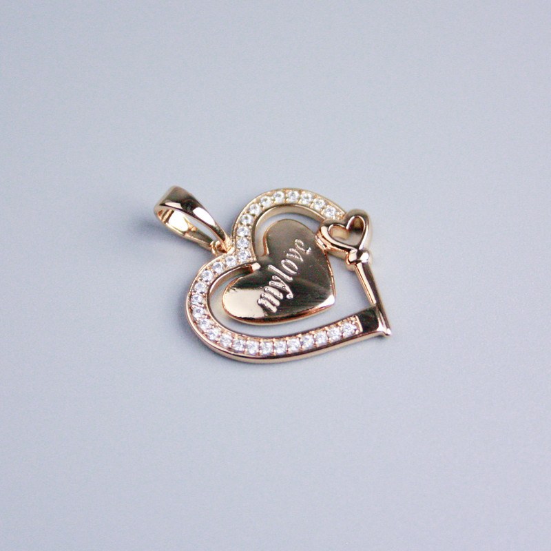 Xuping Pendant 18K Gold-Plated Heart with White Rhinestones, diameter 16x18mm+