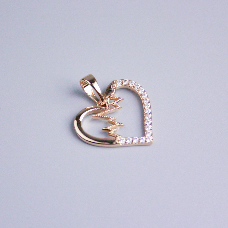 Xuping Pendant 18K Gold-Plated Heart with White Rhinestones, Diameter 13x18mm+