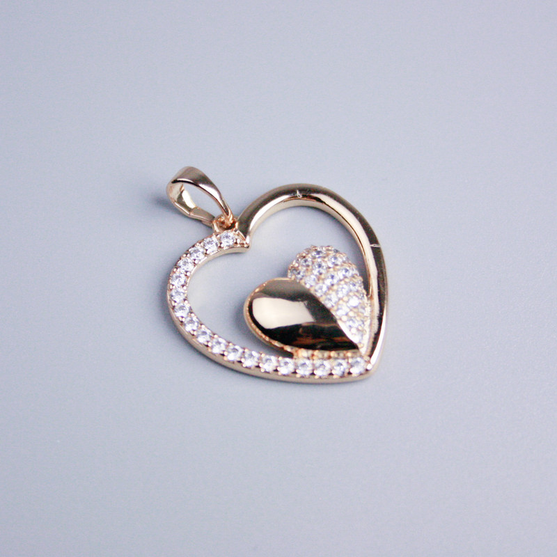 Xuping Pendant 18K Gold-Plated Heart with White Rhinestones, Diameter 20x22mm+