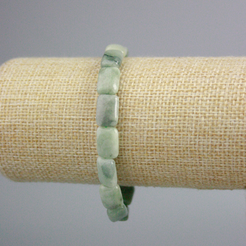 Jadeite Bracelet Natural Stone Rectangle, Diameter 12x8mm+-, Length 18cm+- (Stretch)