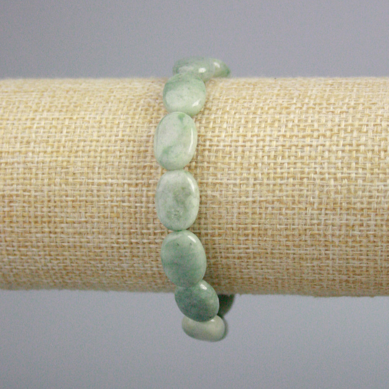 Jadeite Bracelet Natural Stone Oval, Diameter 14x10.5mm+-, Length 18cm+- (Stretch)