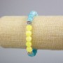 "Ukraine" Bracelet Aquamarine (Imitation), Citrine (Imitation) Smooth Round, Diameter 8.5mm+-, Length 18cm+- (Stretch)