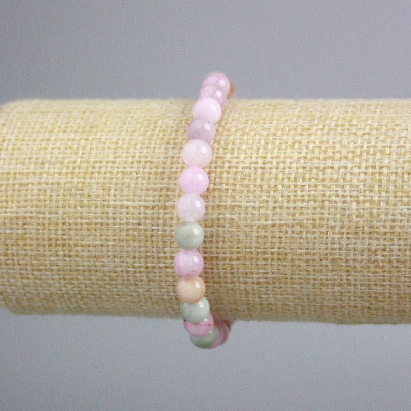Jadeite Bracelet Multicoloured Smooth Round, Diameter 6.5mm+-, Length 18cm+- (Stretch)