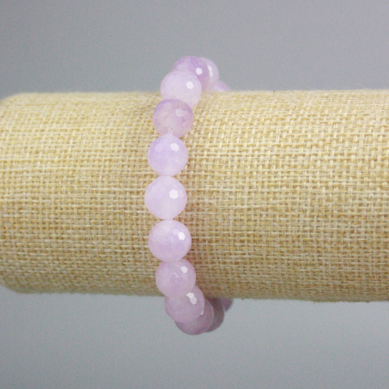 Kunzite Bracelet, faceted bead, diameter 10mm+/-, length 18cm+/- (stretch)