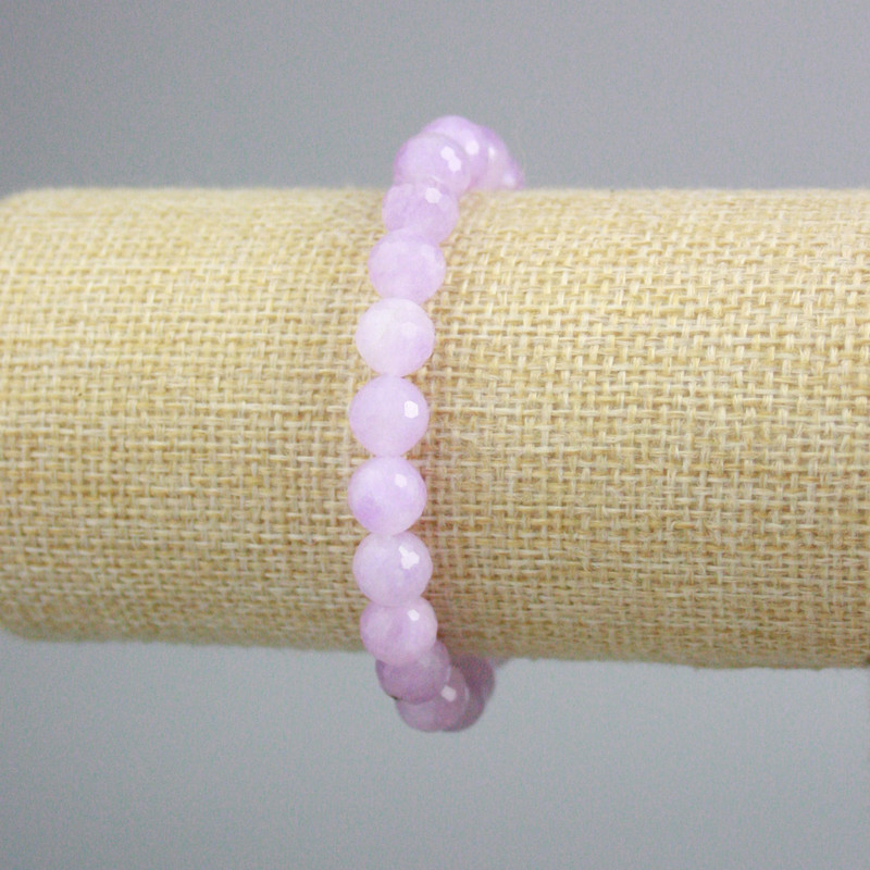 Kunzite Bracelet, faceted round beads, diameter 8.5mm+/-, length 18cm+/- (stretch)