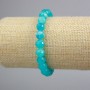 Aquamarine Bracelet, faceted round beads, diameter 8mm+/-, length 18cm+/- (stretch)