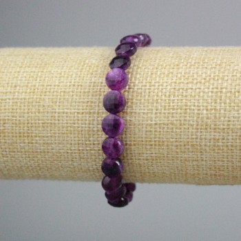 Sugilite Bracelet, faceted coin beads, diameter 8.5mm+-, length 18cm+- (stretch)