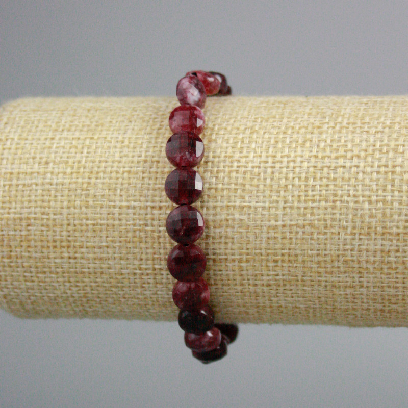 Rubellite Tourmaline Bracelet, faceted coin beads, diameter 8.5mm+-, length 18cm+- (stretch)