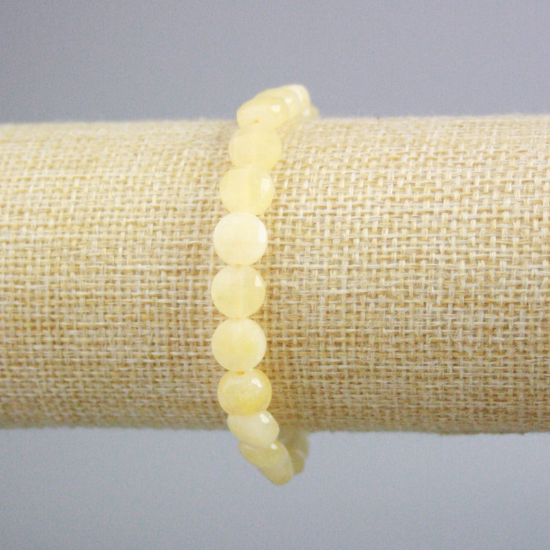 Citrine Bracelet, Faceted Coin Beads, Diameter 8.5mm+-, Length 18cm+- (Stretch)