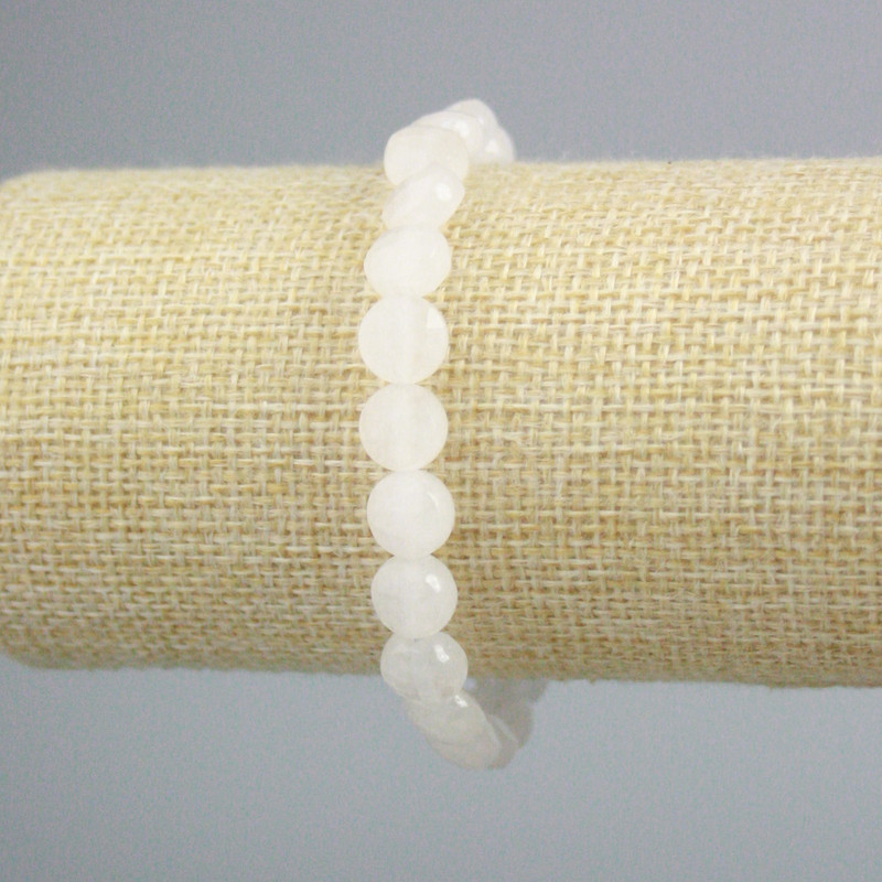 Rock Crystal Bracelet, faceted coin, diameter 8.5mm+/-, length 18cm+/- (stretch)