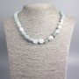 Aquamarine Necklace, natural stone, tumbled, diameter 12x9-8x7mm+/-, length 47cm+