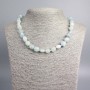 Aquamarine Necklace natural stone tumbled, diameter 11x9mm+/-, length 47cm+