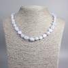 Necklace Blue Agate Chalcedony natural stone tumbled, diameter 12x9-8x7mm+-, length 48cm+