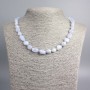 Necklace Blue Agate Chalcedony natural stone tumbled, diameter 12x9-8x7mm+-, length 48cm+