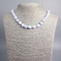 Necklace Blue Agate Chalcedony natural stone tumbled, diameter 11x8mm+-, length 46cm+