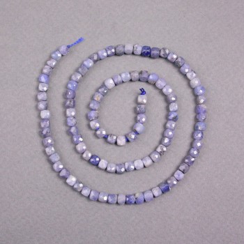Beads on a Strand, Iolite Natural Stone Faceted Cube, Diameter 4x4mm +/-, Length 39cm+