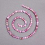 Ruby Natural Stone Beads on Thread, faceted cube, diameter 4x4mm+/-, length 39cm+