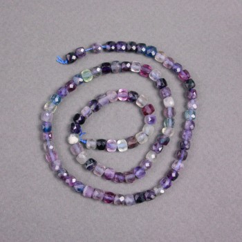 Fluorite Beads on Thread Natural Stone Faceted Cube 4.5×4.5 mm, length about 39 cm