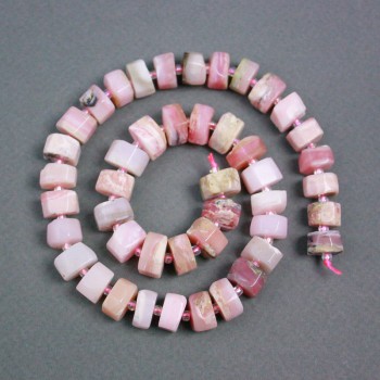 Beads on a Strand Pink Opal Rondelle, Diameter 12x7mm+- with Seed Beads, Diameter 2mm+-, Length 39cm+