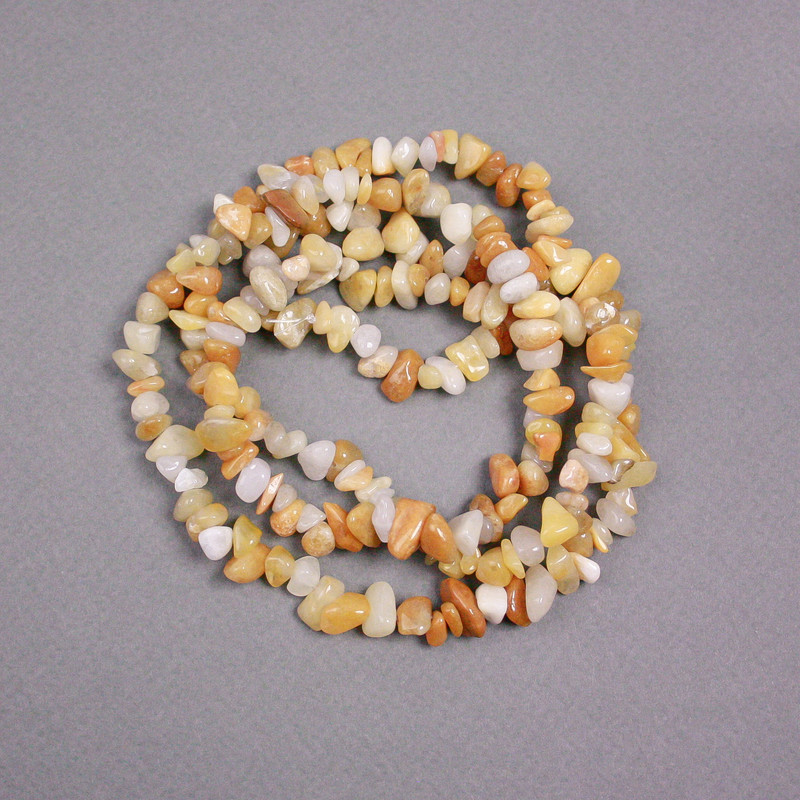 Beads on Fishing Line Yellow Agate Chips, Diameter 8x7x4mm+-, Length 80cm+