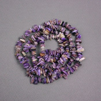 Beads on Fishing Line Charoite Chips, Diameter 11x6x4mm+-, Length 80cm+