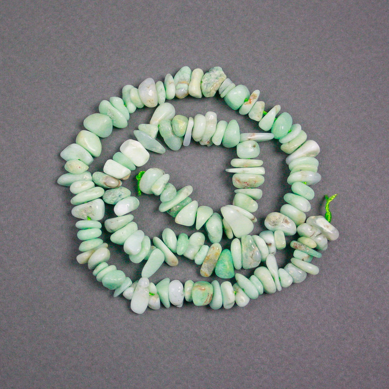Amazonite Chip Beads on String, Natural Stone, Diameter 11x7x4mm+/-, Length 39cm+