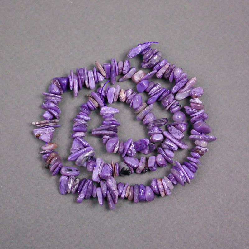 Charoite Chip Beads on String, Natural Stone, Diameter 8x3mm+/-, Length 40cm+