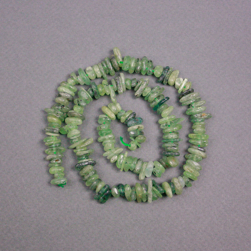 Prehnite Beads natural gemstone chip, 8x2mm diameter, 40cm long on thread