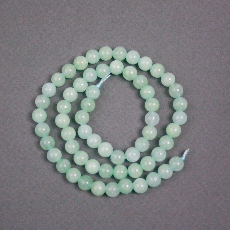 Amazonite Beads on Thread, Natural Stone Smooth Round, Diameter 6.5mm+/-, Length 38cm+