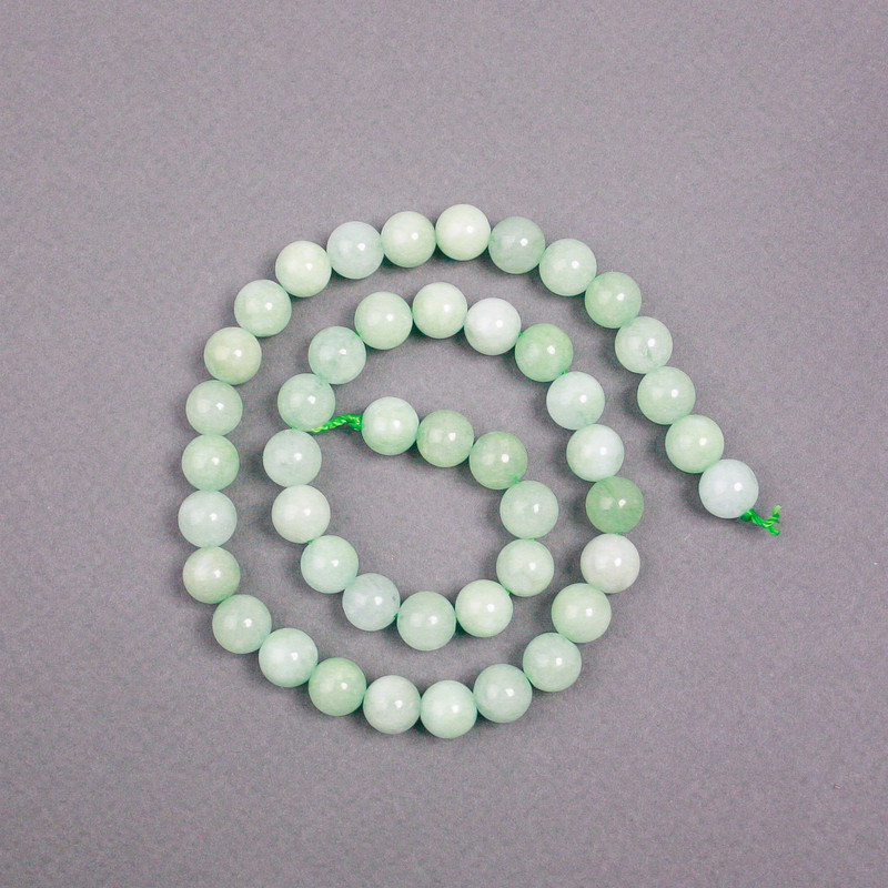 Amazonite Beads on Thread, Natural Stone Smooth Round, Diameter 8.5mm+/-, Length 38cm+