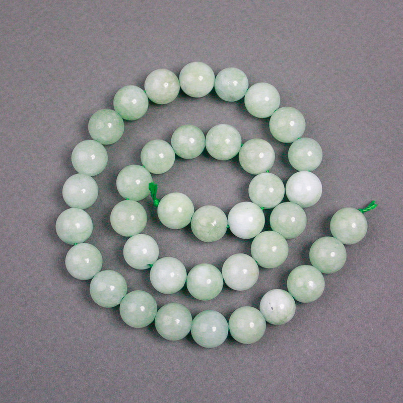 Amazonite Beads on Thread, Natural Stone Smooth Round, Diameter 10.5mm+/-, Length 38cm+