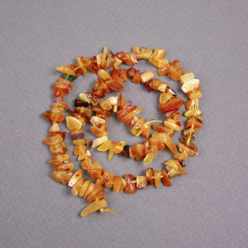 Amber Chip Beads on a Thread, diameter 8x3mm+-, length 39cm+