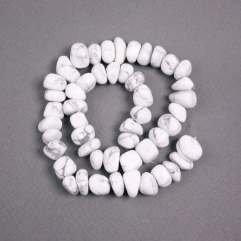 Cacholong Beads on a Thread, natural stone tumbled assorted sizes, diameter 14x10-11x8mm+-, length 39cm+