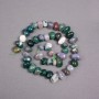 Moss Agate Beads on Thread, Natural Stone Tumbled, Diameter 11x9mm+/-, Length 40cm+