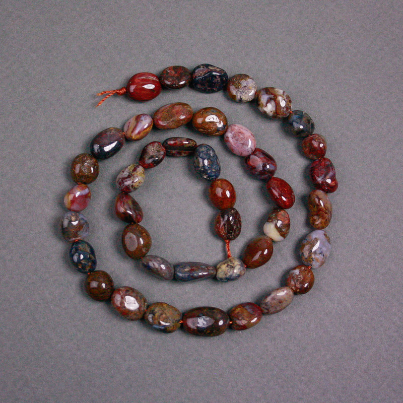 Pietersite Beads on Thread, Natural Stone Tumbled, Diameter 7x10mm+/-, Length 38cm+