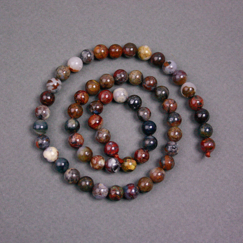 Pietersite Natural Stone Beads on Thread, Smooth Round, Diameter 7mm+/-, Length 39cm+