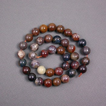 Pietersite Natural Stone Beads on Thread, Smooth Round, Diameter 10mm+/-, Length 38cm+