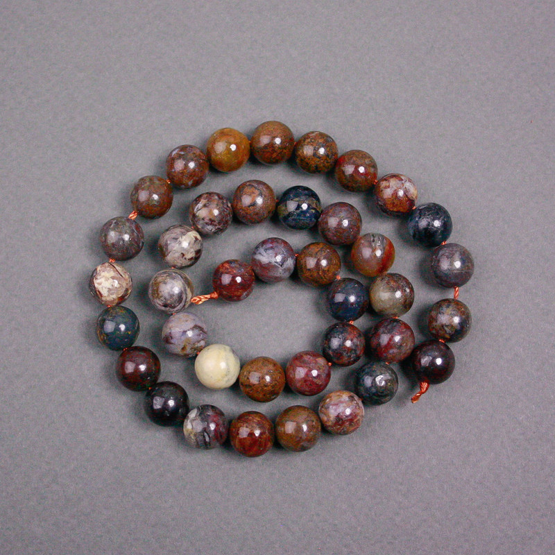 Pietersite Natural Stone Beads on Thread, Smooth Round, Diameter 10mm+/-, Length 38cm+