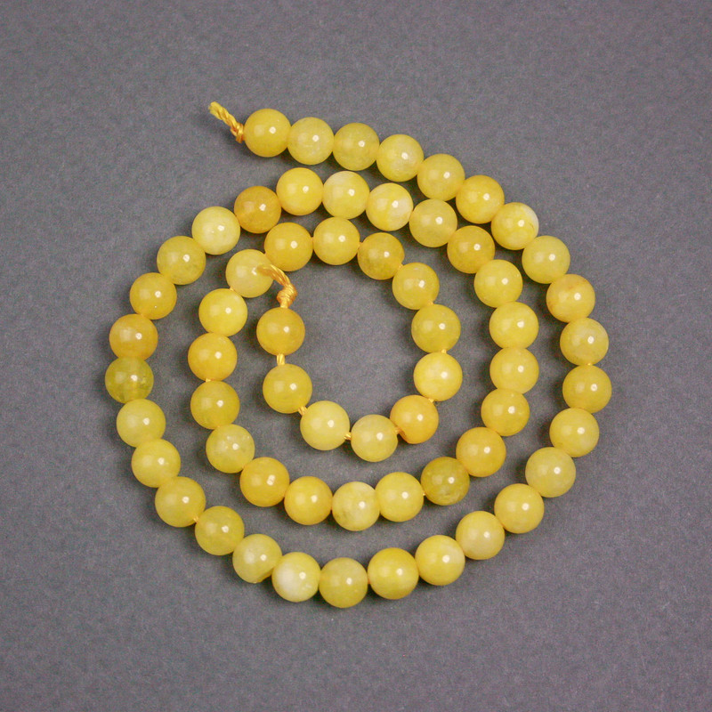 Citrine Beads on Thread, Smooth Round, Diameter 6.5mm+/-, Length 38cm+
