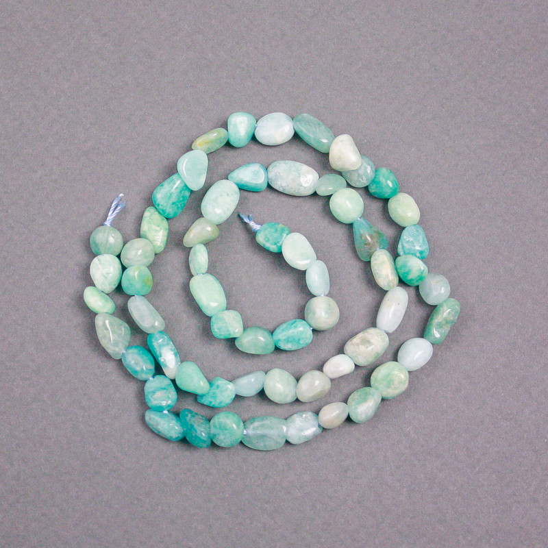 Chrysoprase Natural Stone Beads on Thread, tumbled nugget, diameter 9x11mm+/-, length 39cm+