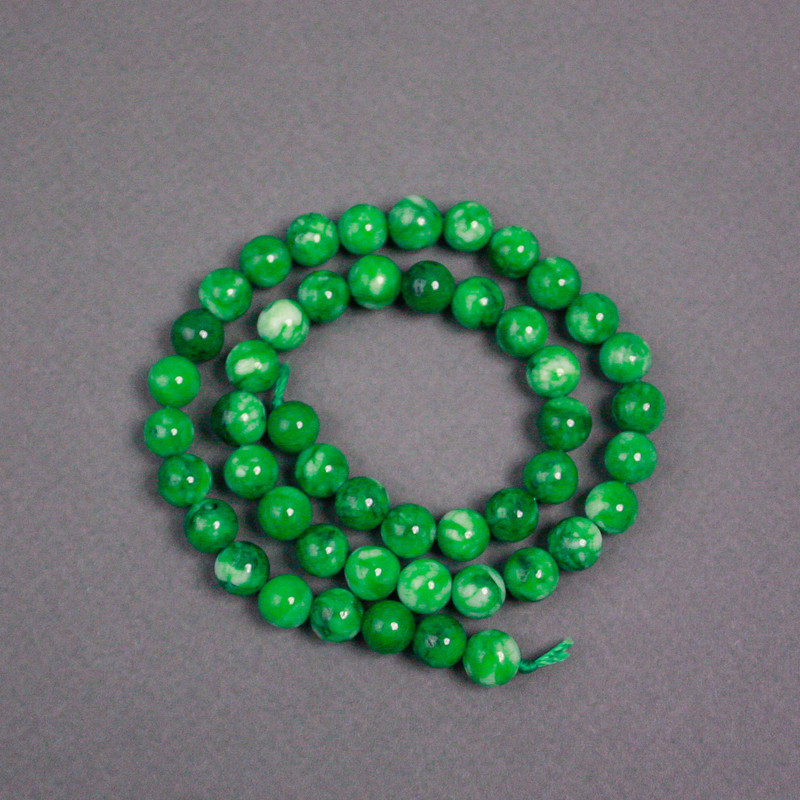 Chrysoprase Beads on Thread, smooth round bead, diameter 6.5mm+/-, length 38cm+