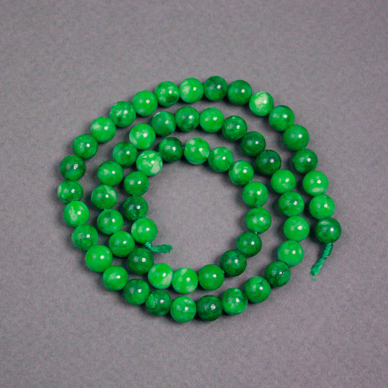 Chrysoprase Beads on Thread, smooth round bead, diameter 8mm+/-, length 38cm+