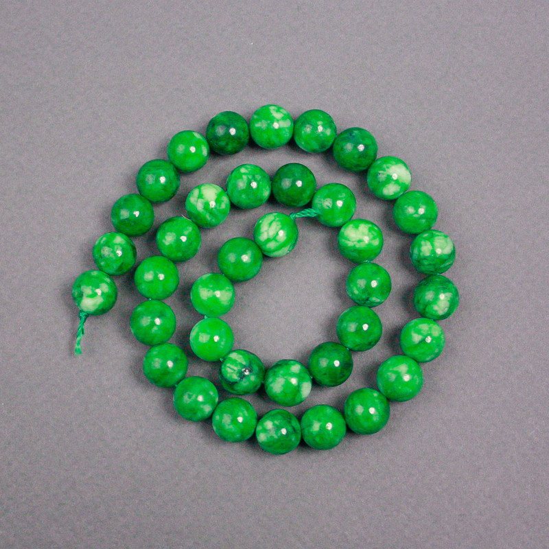 Chrysoprase Beads on Thread, smooth round bead, diameter 10mm+/-, length 39cm+