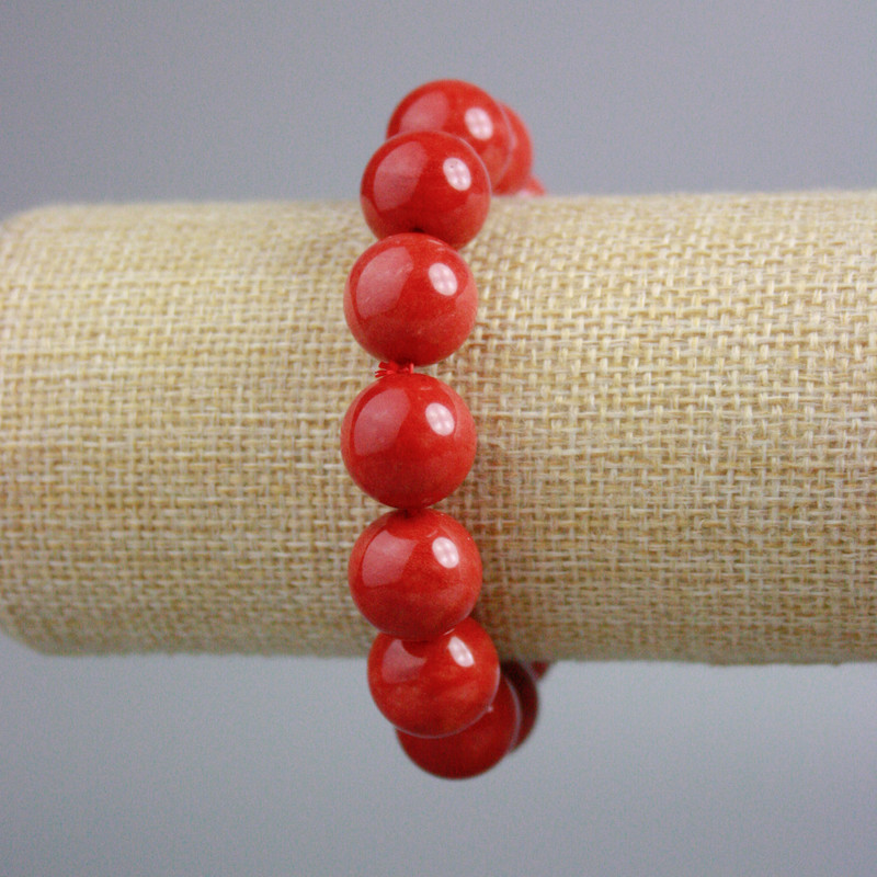 Jasper (pressed) Bracelet, smooth bead, diameter 14mm+/-, length 18cm+/- (stretch)