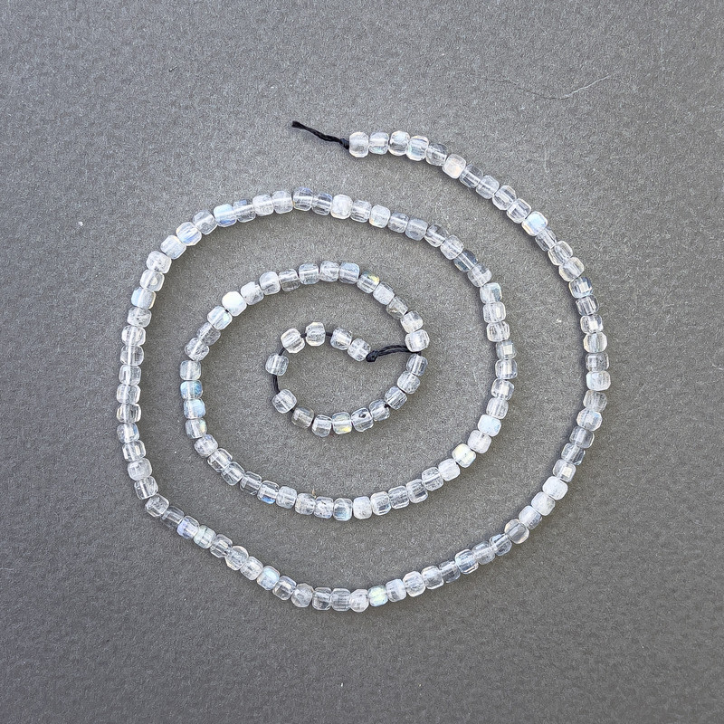 Labradorite Natural Stone Cube Beads on a Thread, diameter 2.5x2.5mm+/-, length 40cm+