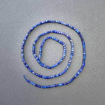 Lapis Lazuli Natural Stone Cube Beads on a Thread, diameter 2x2mm+/-, length 39cm+